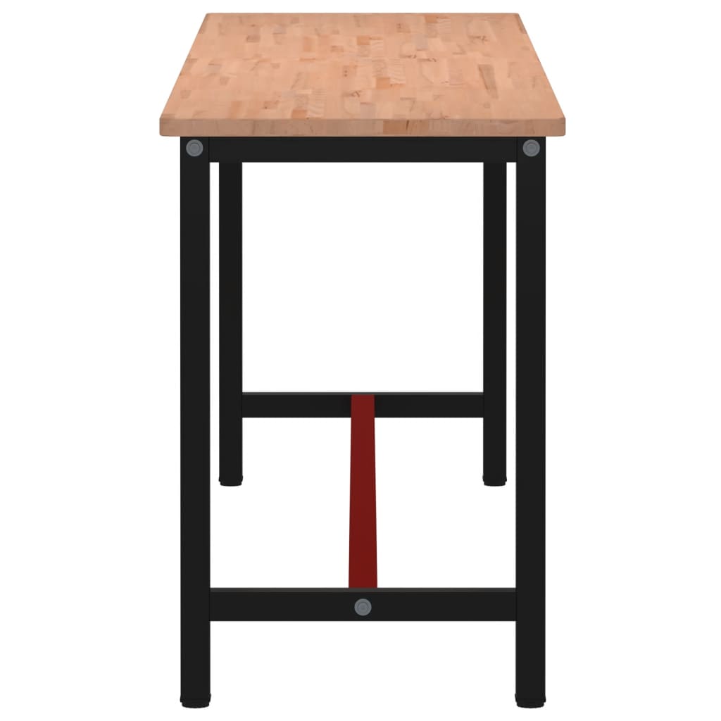 Banco da Lavoro 220x55x81,5 cm Legno Massello Faggio e Metallo