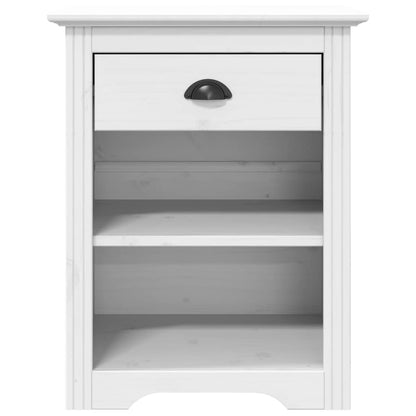 Comodino BODO 53x38,5x67 cm in Legno Massello di Pino Bianco