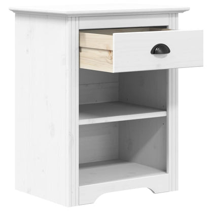 Comodino BODO 53x38,5x67 cm in Legno Massello di Pino Bianco