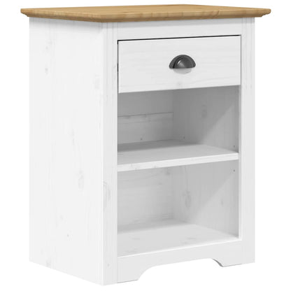 Comodino BODO 53x38,5x67 cm in Legno Massello di Pino Marrone
