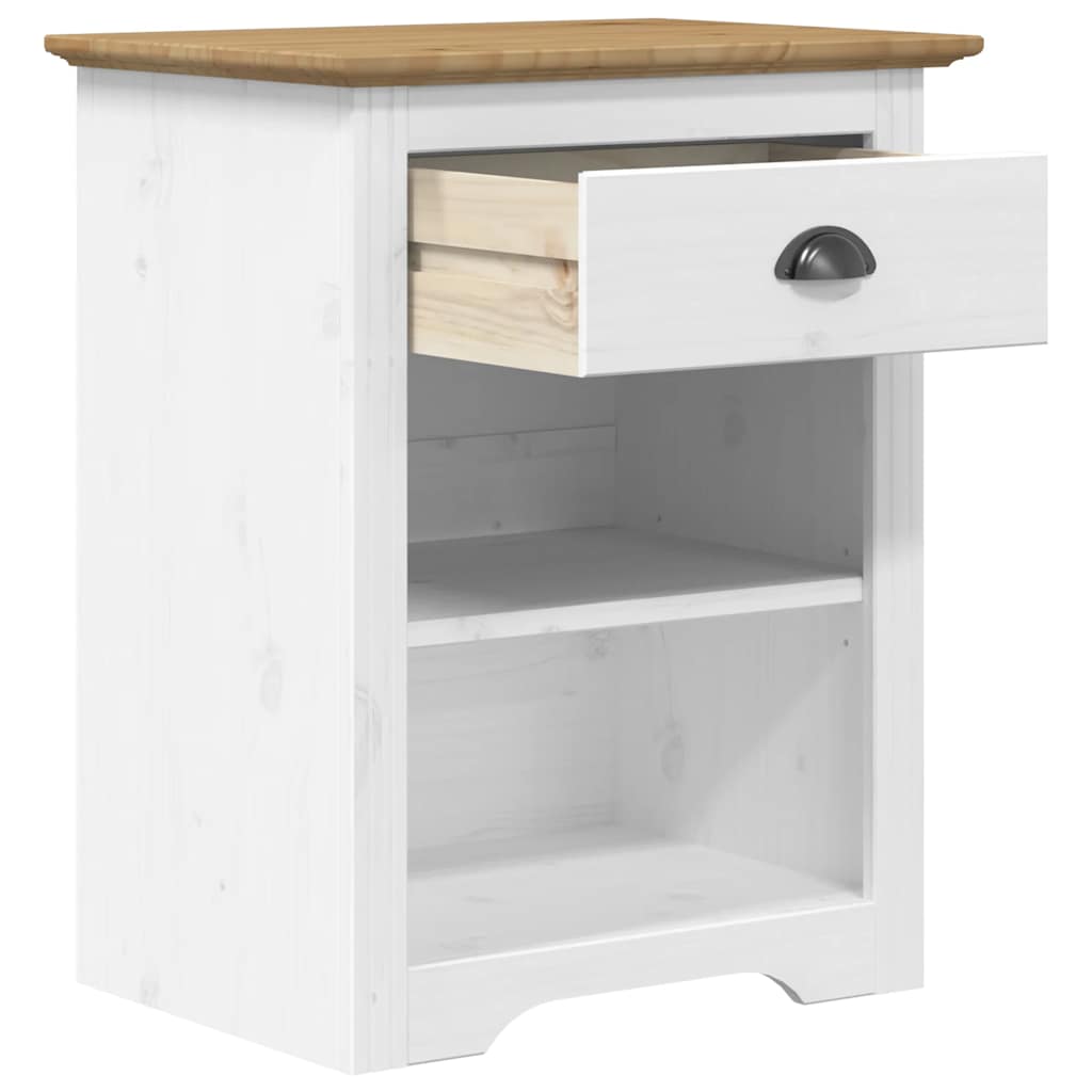 Comodino BODO 53x38,5x67 cm in Legno Massello di Pino Marrone