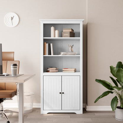 Libreria BODO 82x40x173 cm in Legno Massello di Pino Bianco