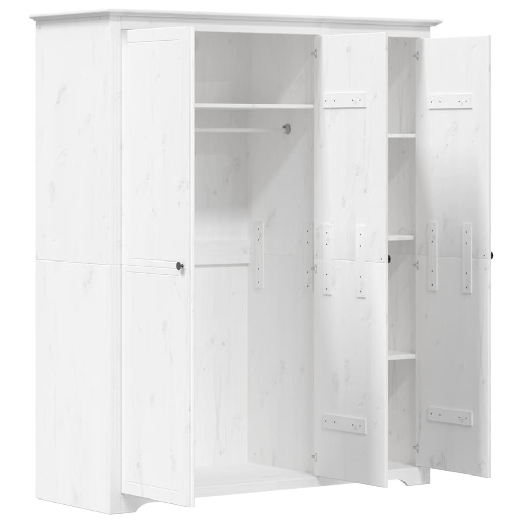 Armadio BODO 146x53,5x173 cm in Legno Massello di Pino Bianco