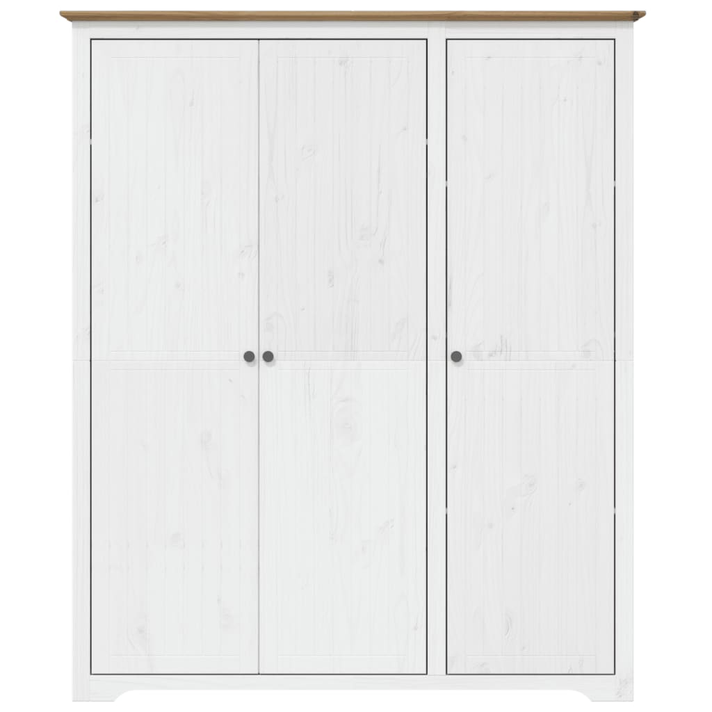 Armadio BODO 146x53,5x173 cm Legno Massello Pino Bianco Marrone