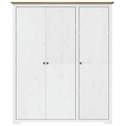 Armadio BODO 146x53,5x173 cm Legno Massello Pino Bianco Marrone