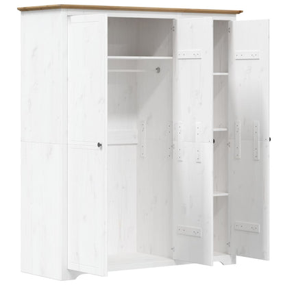 Armadio BODO 146x53,5x173 cm Legno Massello Pino Bianco Marrone