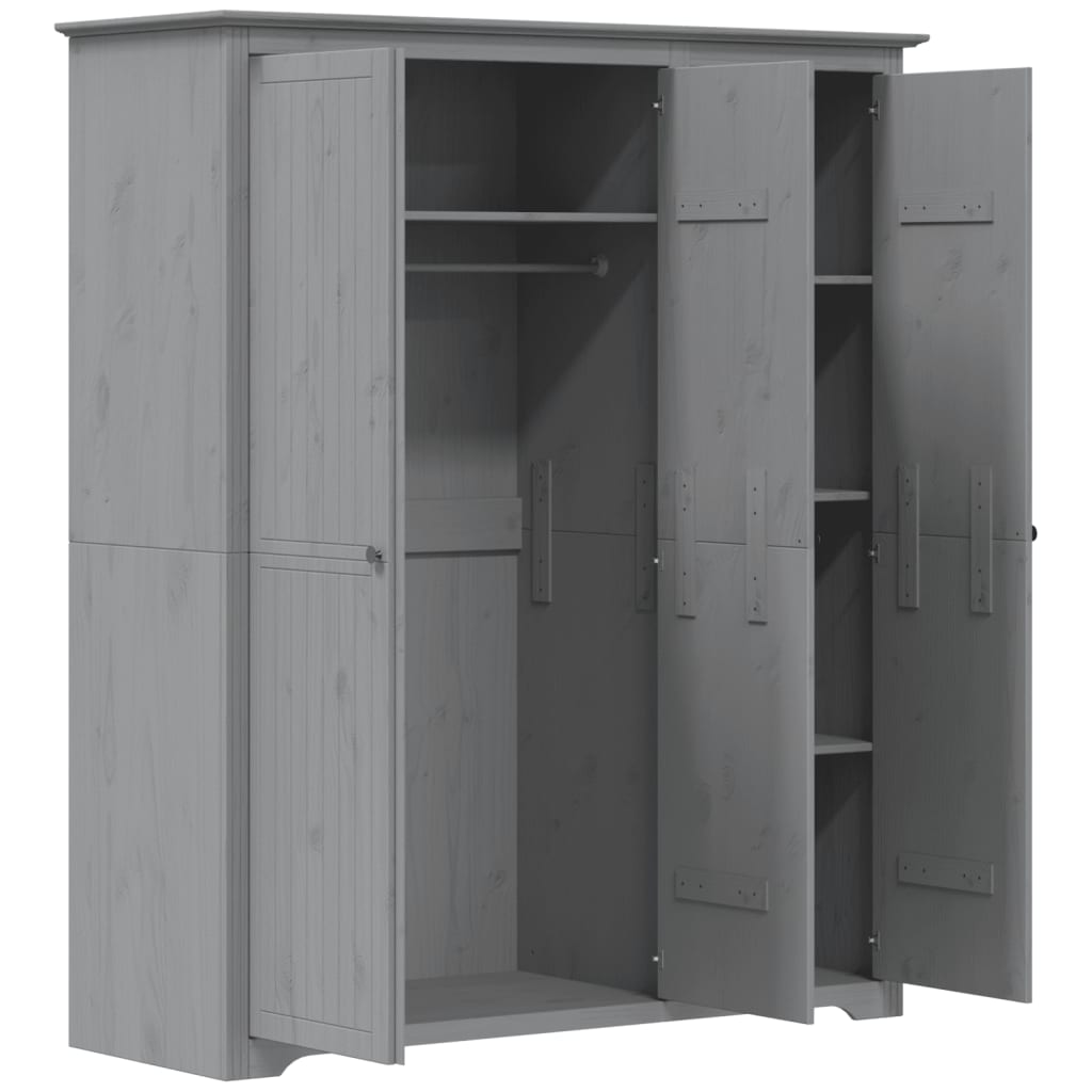Armadio BODO 146x53,5x173 cm in Legno Massello di Pino Grigio