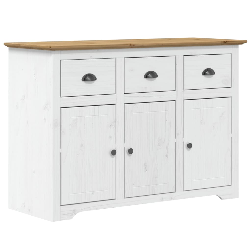 Credenza BODO 115,5x44x80 cm Legno Massello Pino Bianco Marrone
