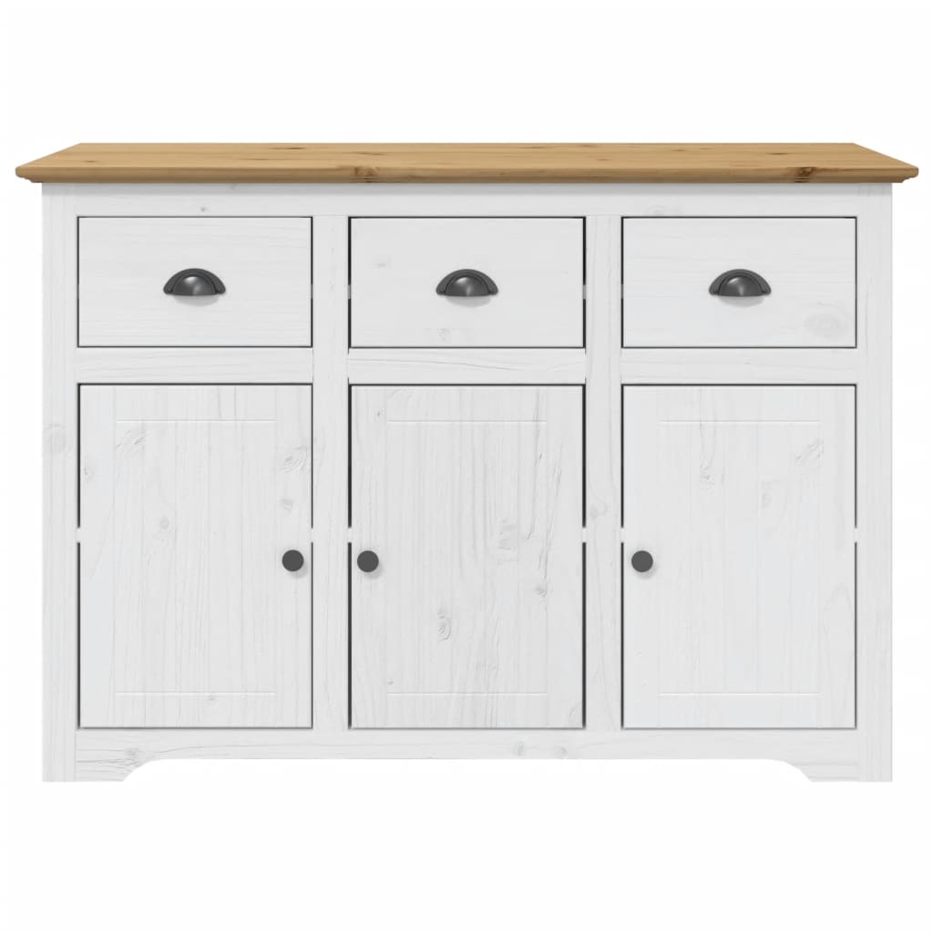 Credenza BODO 115,5x44x80 cm Legno Massello Pino Bianco Marrone
