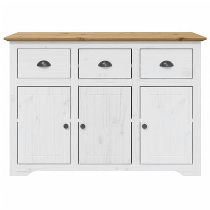 Credenza BODO 115,5x44x80 cm Legno Massello Pino Bianco Marrone