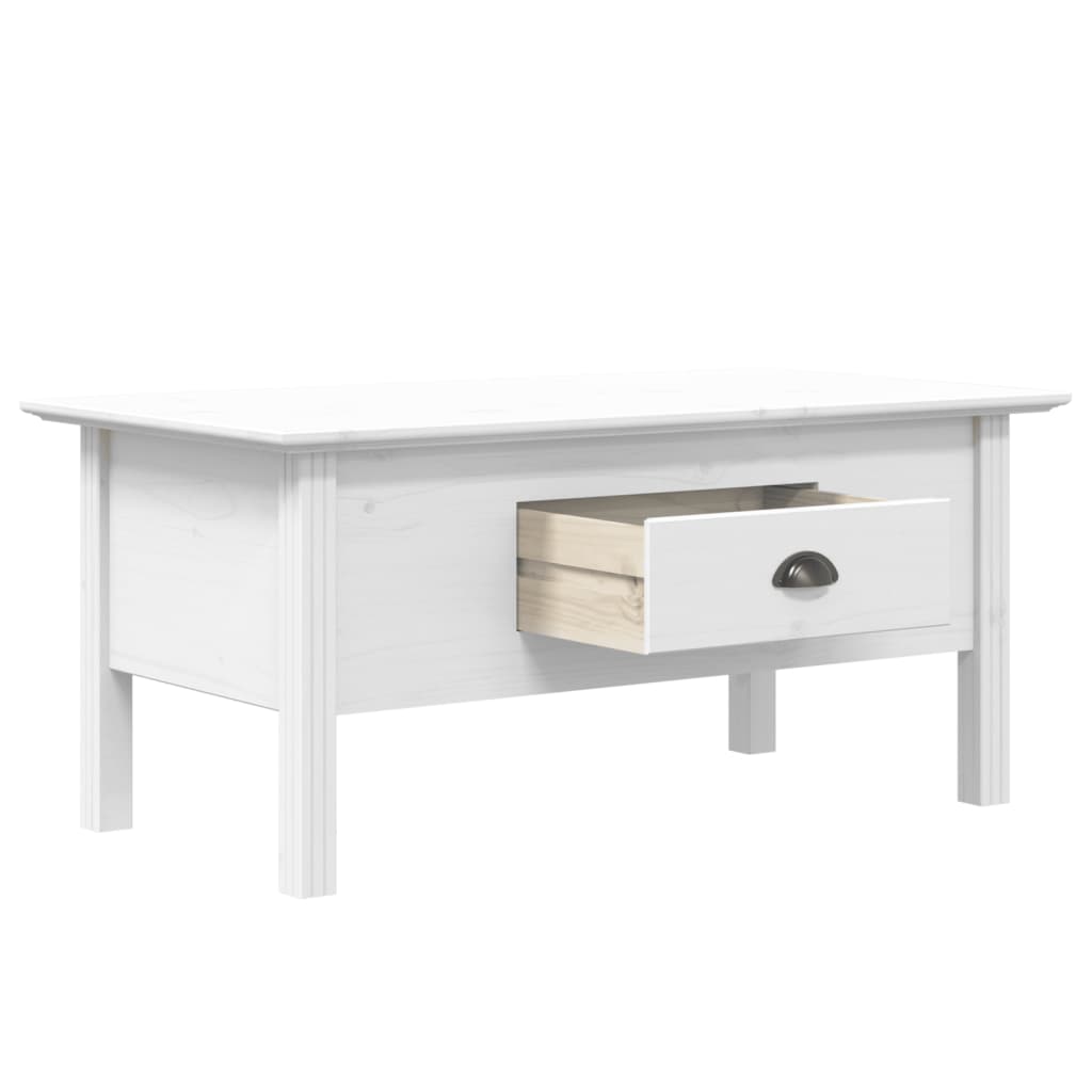 Tavolino da Salotto BODO 100x55x46cm Legno Massello Pino Bianco