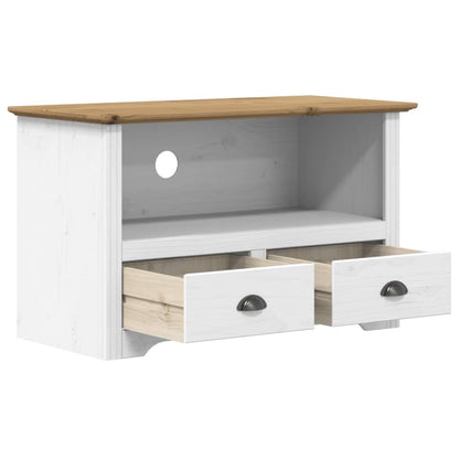 Mobile TV 2Cassetti BODO 91,5x44,5x56 cm Massello Pino Marrone