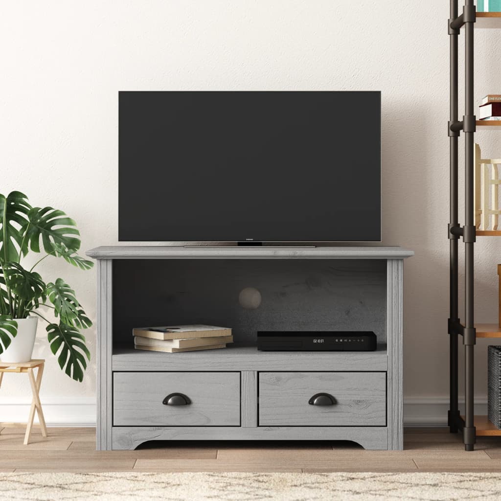 Mobile TV 2 Cassetti BODO 91,5x44,5x56 cm Massello Pino Grigio