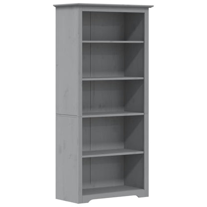 Libreria BODO 5 Ripiani 82x40x173 cm Legno Massello Pino Grigia