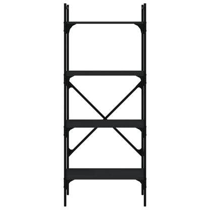 Libreria 4 Ripiani Nera 56x31,5x138,5 cm Legno Multistrato