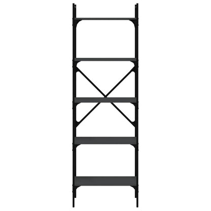 Libreria Nera 5 Ripiani 56x31,5x174 cm Legno Multistrato