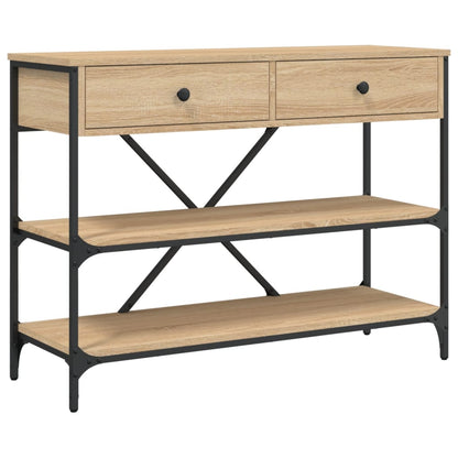 Tavolino Consolle Cassetti e Ripiani Rovere Sonoma Multistrato