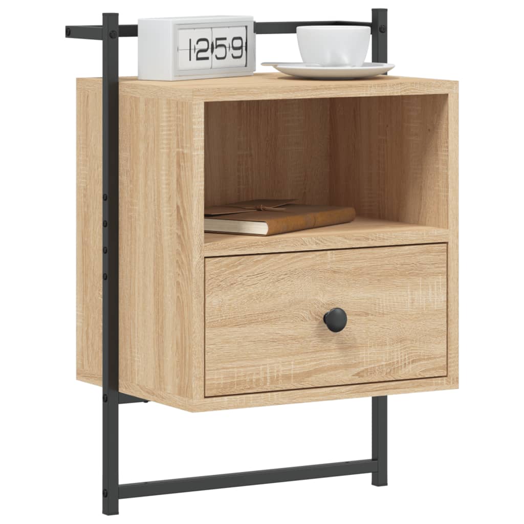 Comodini a Muro 2 pz Rovere Sonoma 40x30x61cm Legno Multistrato