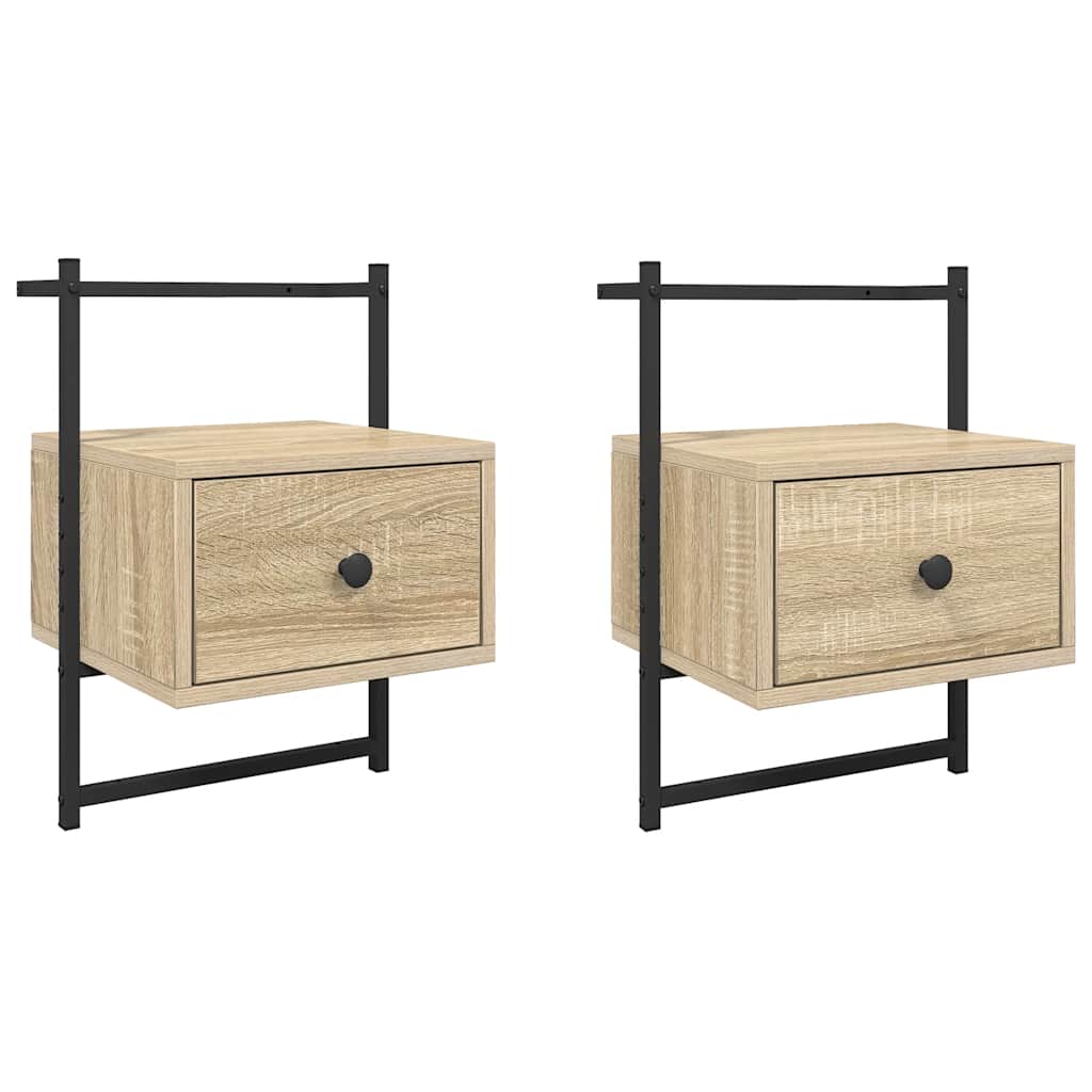 Comodini a Muro 2 pz Rovere Sonoma 35x30x51cm Legno Multistrato