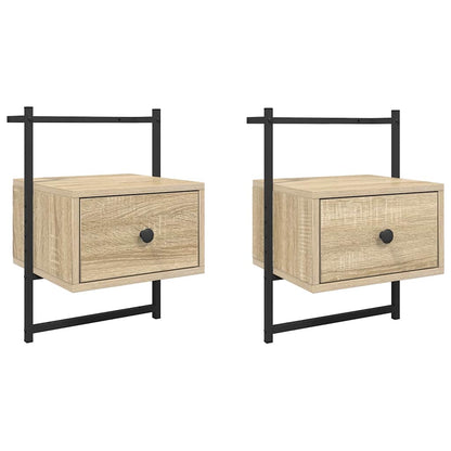Comodini a Muro 2 pz Rovere Sonoma 35x30x51cm Legno Multistrato