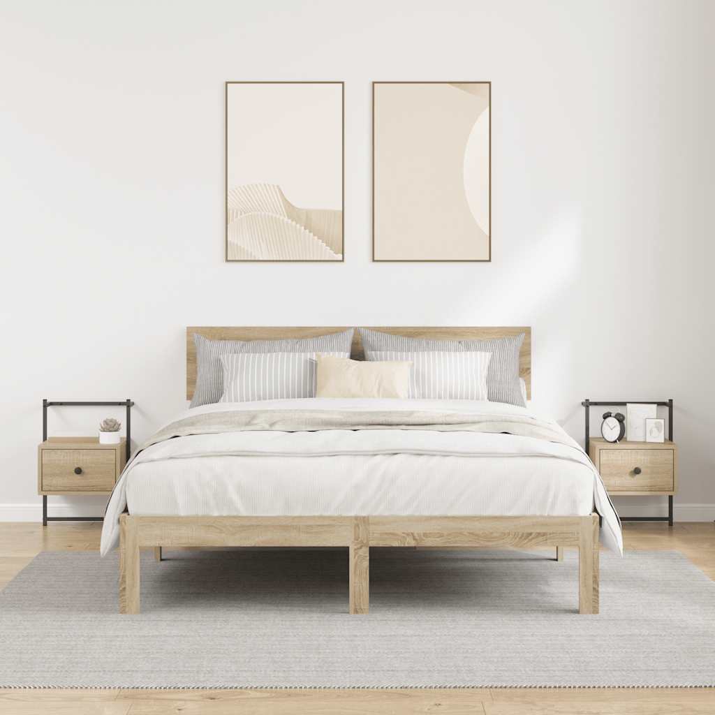 Comodini a Muro 2 pz Rovere Sonoma 35x30x51cm Legno Multistrato