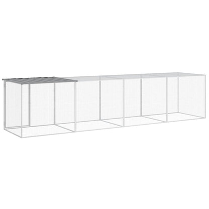 Gabbia Polli Tetto Grigio Chiaro 403x98x90 cm Acciaio Zincato