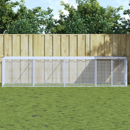 Gabbia Polli Tetto Grigio Chiaro 403x98x90 cm Acciaio Zincato