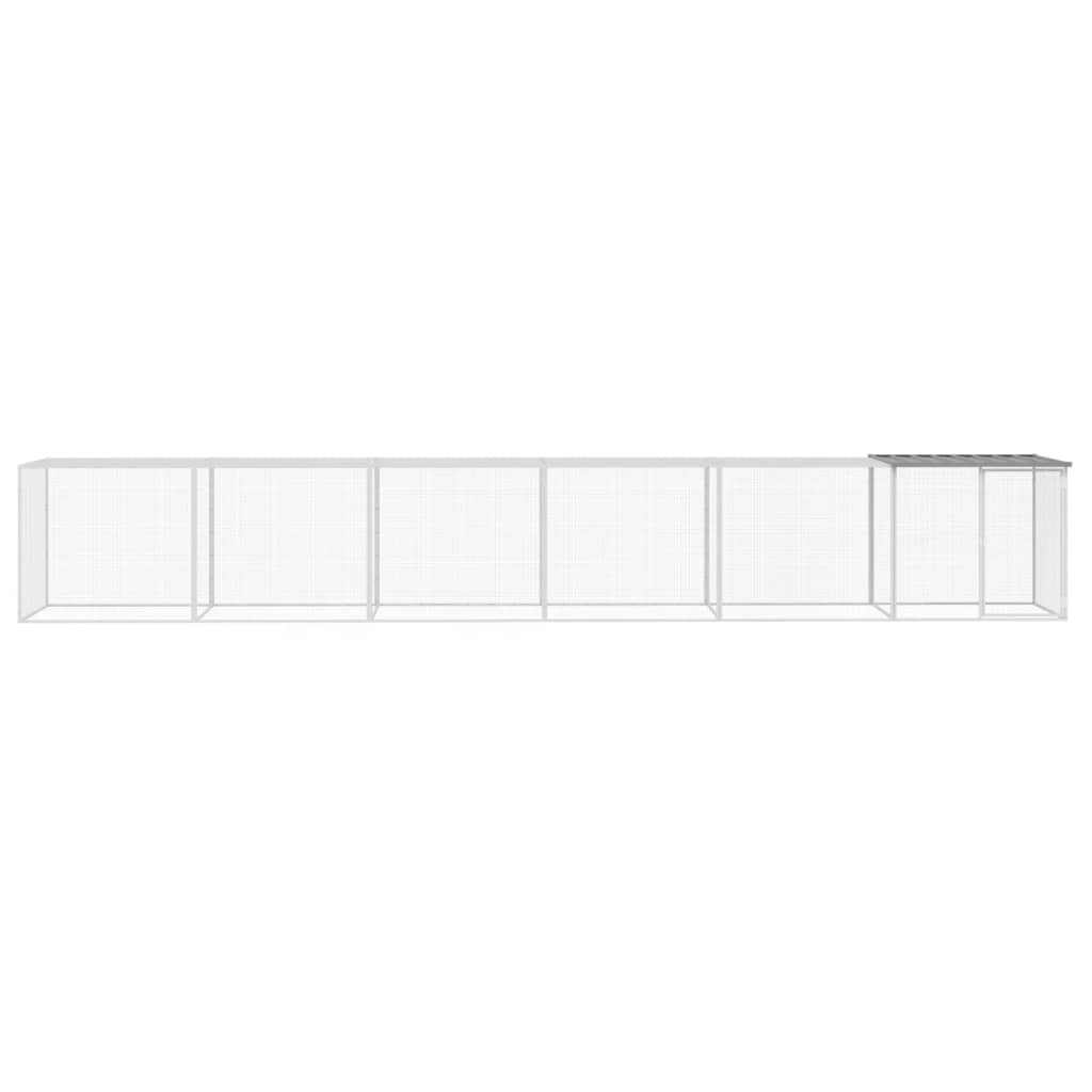 Gabbia Polli Tetto Grigio Chiaro 603x98x90 cm Acciaio Zincato