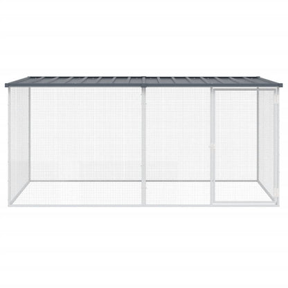 Gabbia Polli con Tetto Antracite 203x98x90 cm Acciaio Zincato