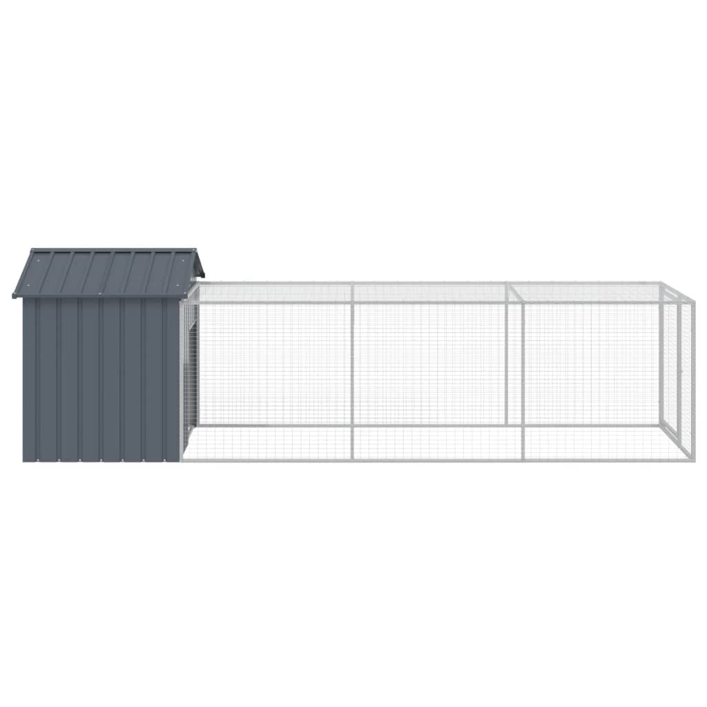 Pollaio con Area Corsa Antracite 117x405x123 cm Acciaio Zincato