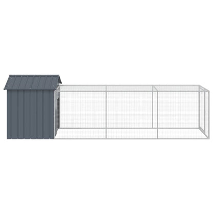 Pollaio con Area Corsa Antracite 117x405x123 cm Acciaio Zincato