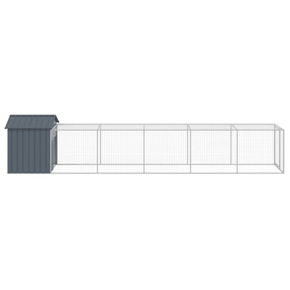 Pollaio con Area Corsa Antracite 117x609x123 cm Acciaio Zincato