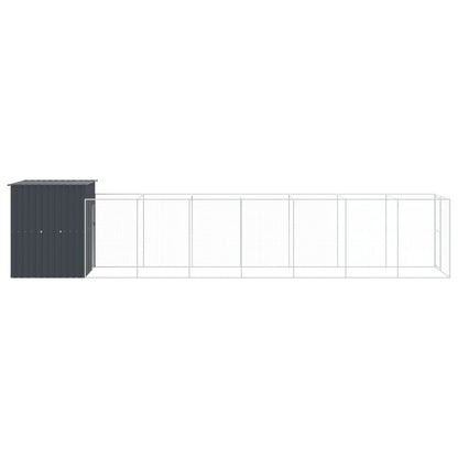 Casetta Cani con Corsa Antracite 165x863x181 cm Acciaio Zincato
