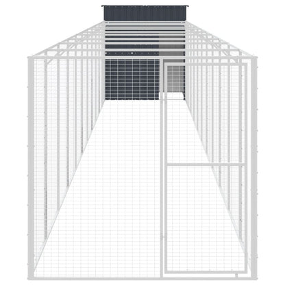Casetta Cani con Corsa Antracite 165x1271x181cm Acciaio Zincato