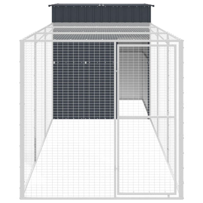 Pollaio con Area Corsa Antracite 165x455x181 cm Acciaio Zincato