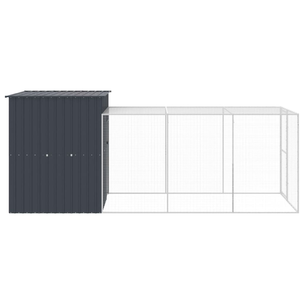 Pollaio con Area Corsa Antracite 165x455x181 cm Acciaio Zincato