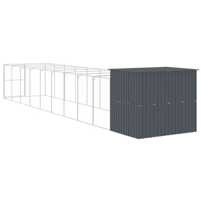 Casetta Cani con Corsa Antracite 214x1069x181cm Acciaio Zincato