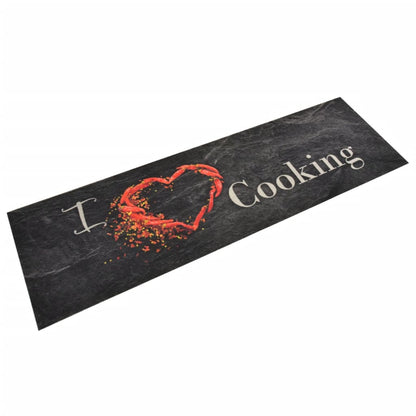Tappeto da Cucina Lavabile Nero Cucinare 45x150 cm Velluto