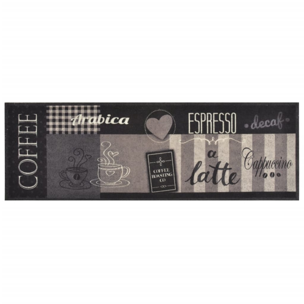 Tappeto da Cucina Lavabile Nero CaffÃ¨ 60x180 cm Velluto