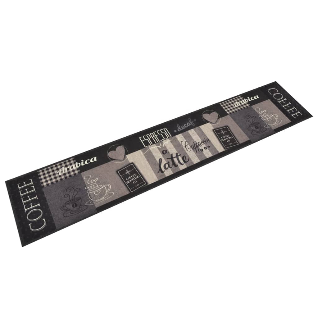 Tappeto da Cucina Lavabile Nero CaffÃ¨ 60x300 cm Velluto