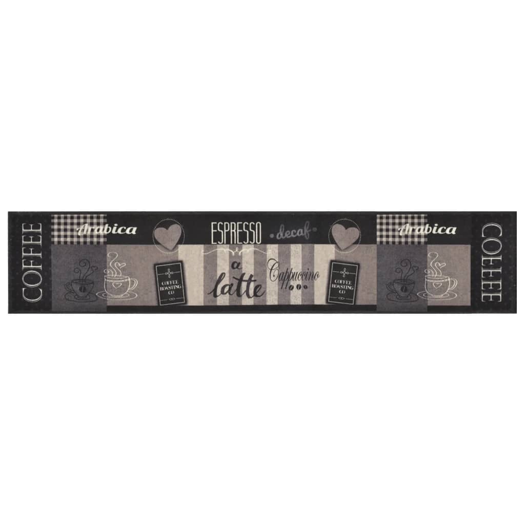 Tappeto da Cucina Lavabile Nero CaffÃ¨ 60x300 cm Velluto