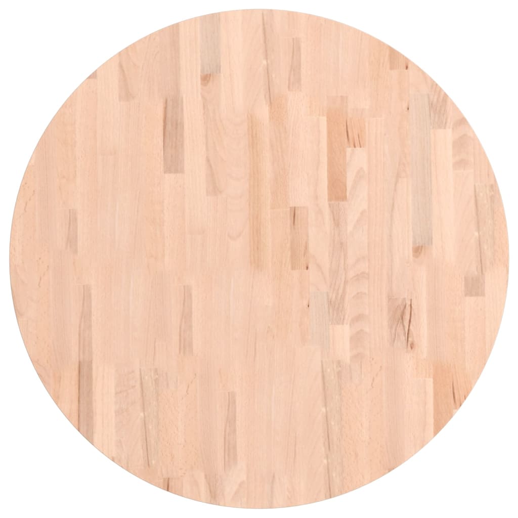 Piano per Tavolo Ã˜80x2,5 cm Rotondo in Legno Massello di Faggio