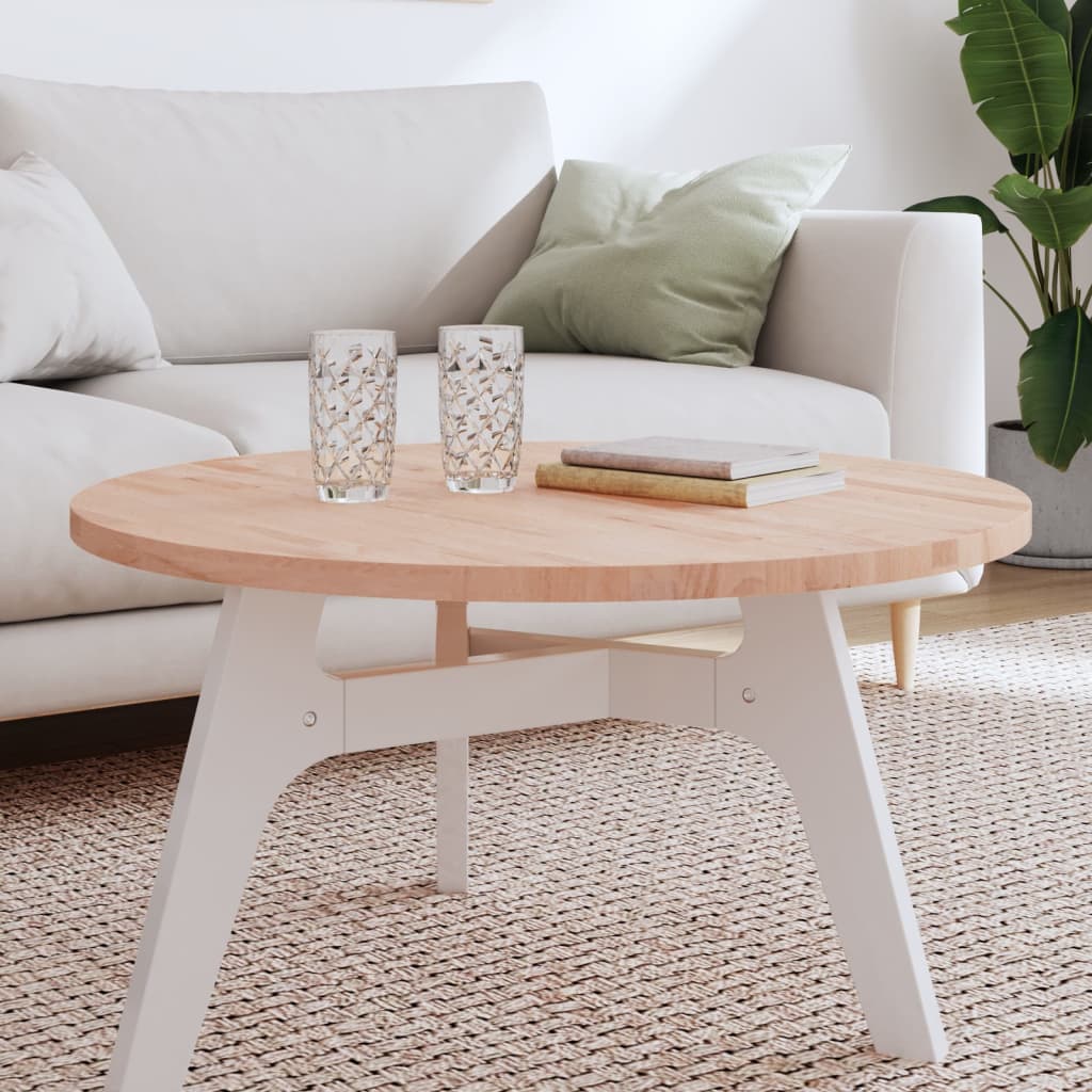 Piano per Tavolo Ã˜80x2,5 cm Rotondo in Legno Massello di Faggio