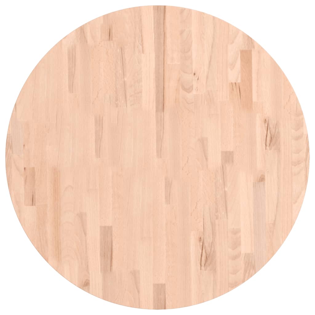 Piano per Tavolo Ã˜80x4 cm Rotondo in Legno Massello di Faggio