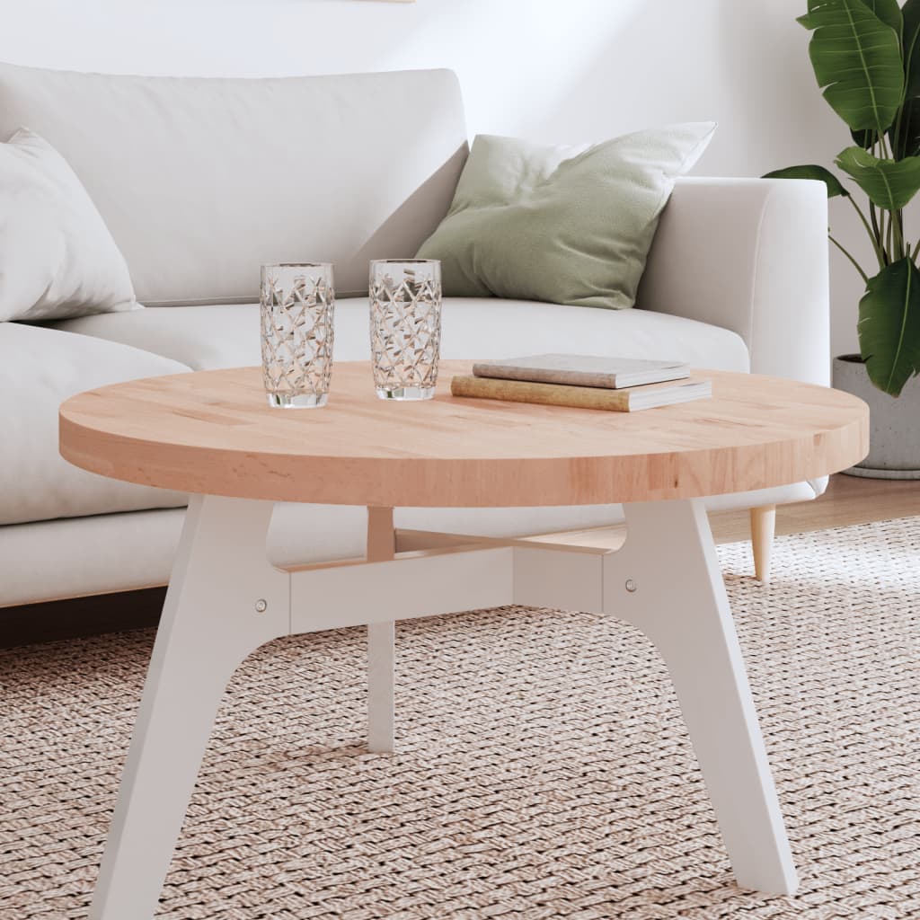 Piano per Tavolo Ã˜80x4 cm Rotondo in Legno Massello di Faggio