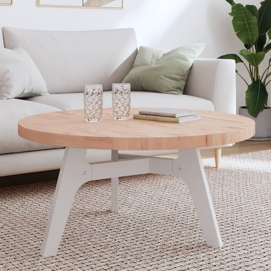 Piano per Tavolo Ã˜90x4 cm Rotondo in Legno Massello di Faggio
