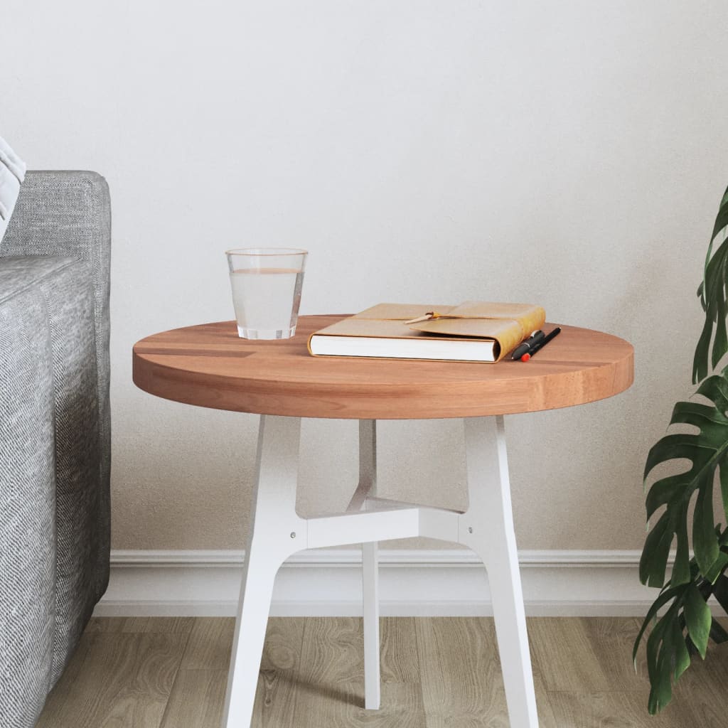 Piano per Tavolo Ã˜40x2,5 cm Rotondo in Legno Massello di Faggio