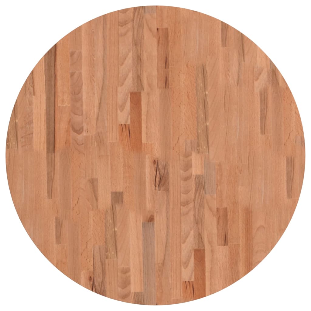 Piano per Tavolo Ã˜80x2,5 cm Rotondo in Legno Massello di Faggio