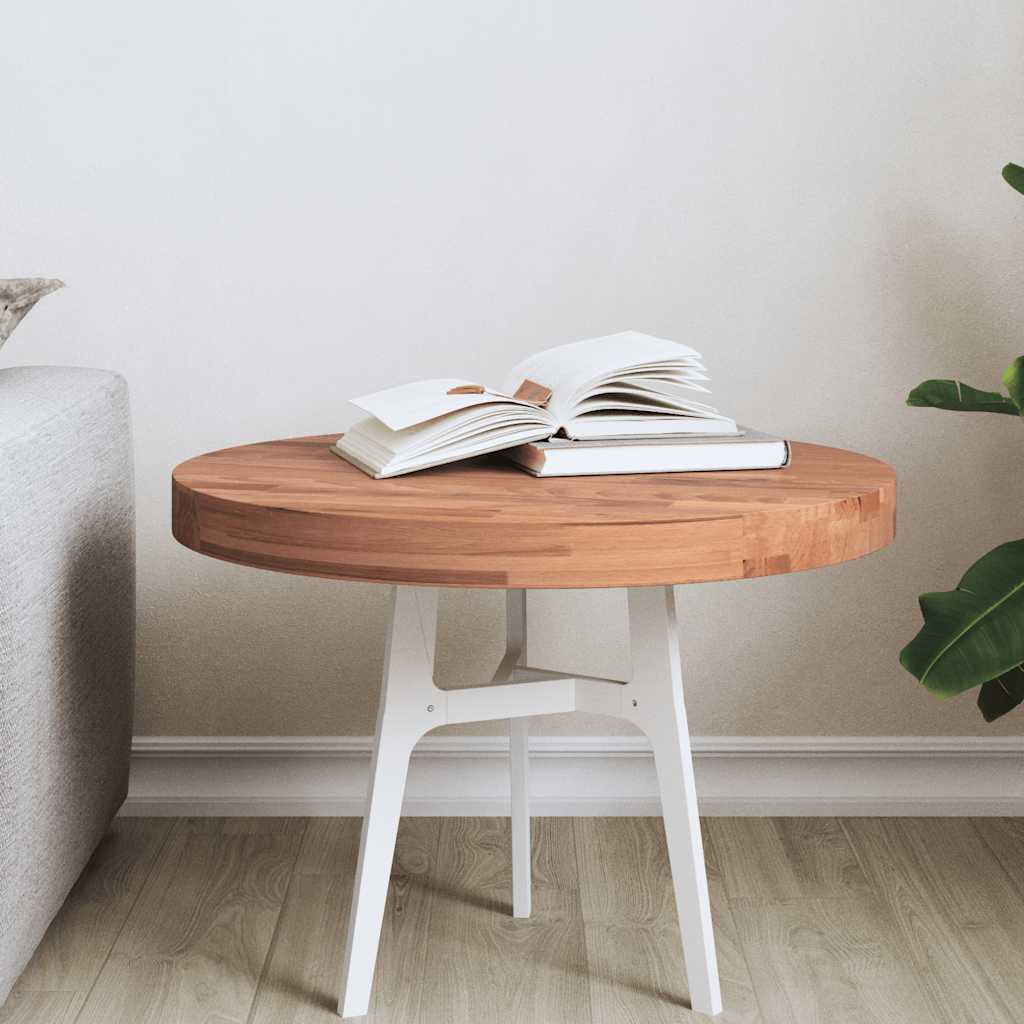 Piano per Tavolo Ã˜50x4 cm Rotondo in Legno Massello di Faggio