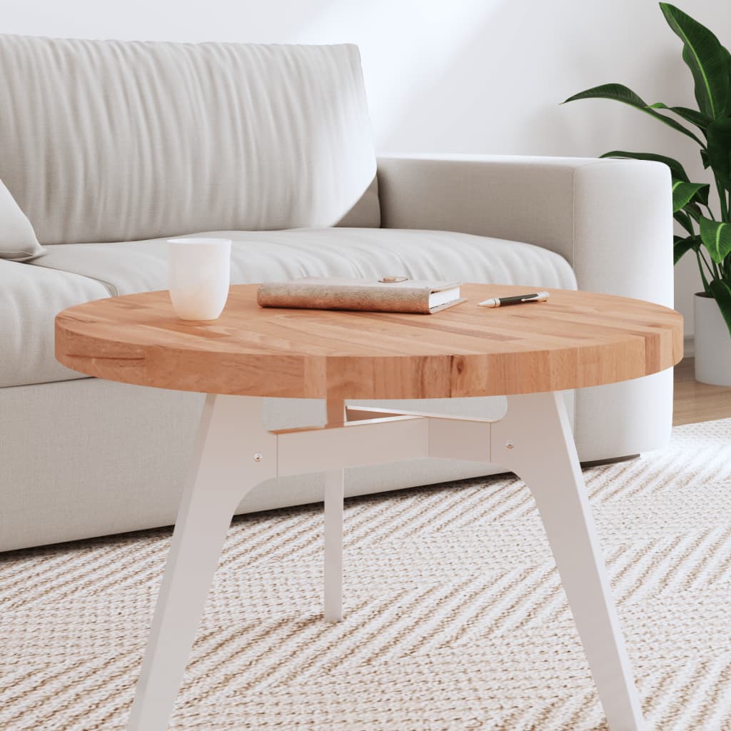 Piano per Tavolo Ã˜70x4 cm Rotondo in Legno Massello di Faggio